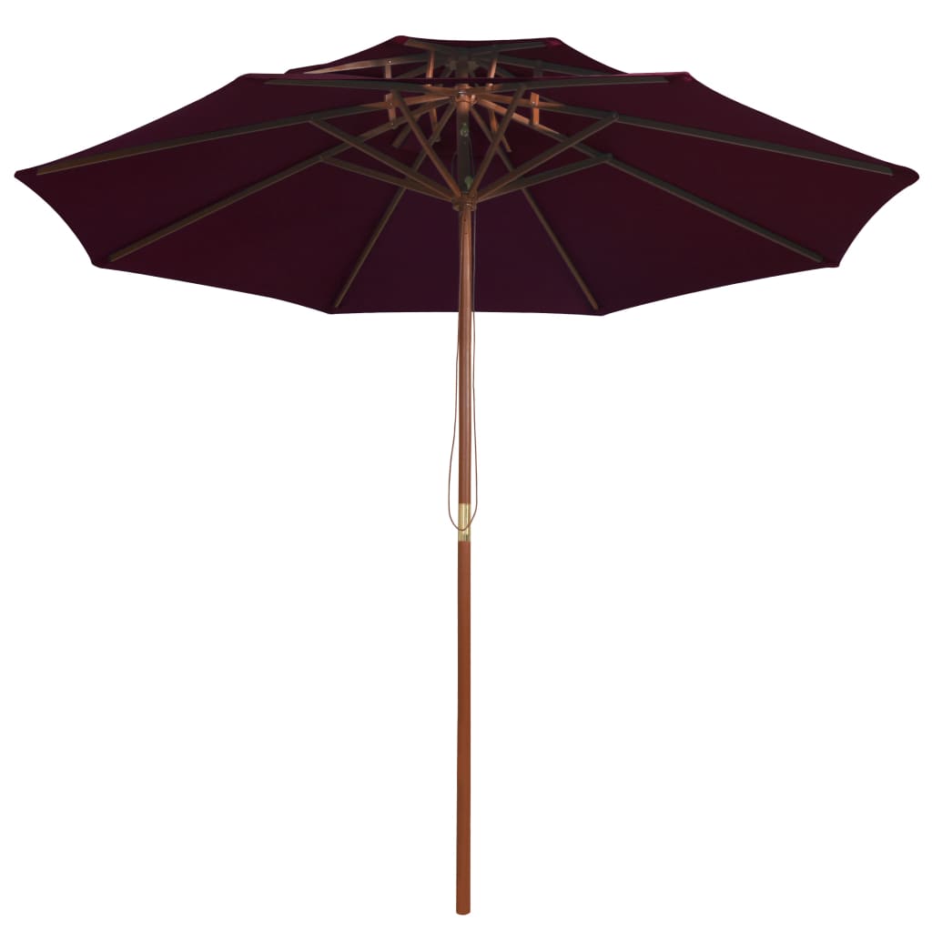 Umbrelă de soare dublă, stâlp din lemn, roșu bordo, 270 cm GartenMobel Dekor