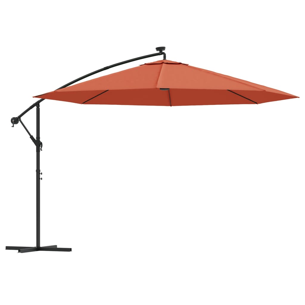 Umbrelă în consolă de grădină cu LED-uri, cărămiziu, 350 cm GartenMobel Dekor