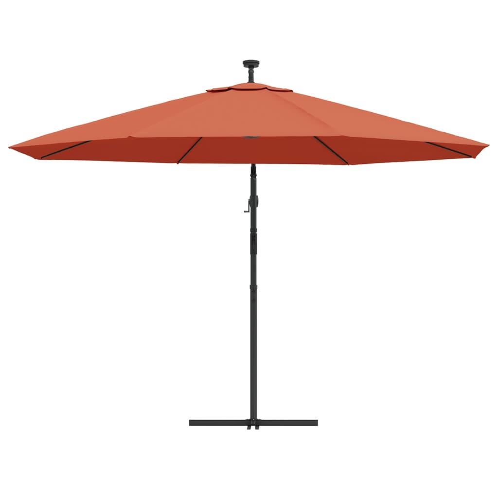 Umbrelă în consolă de grădină cu LED-uri, cărămiziu, 350 cm GartenMobel Dekor