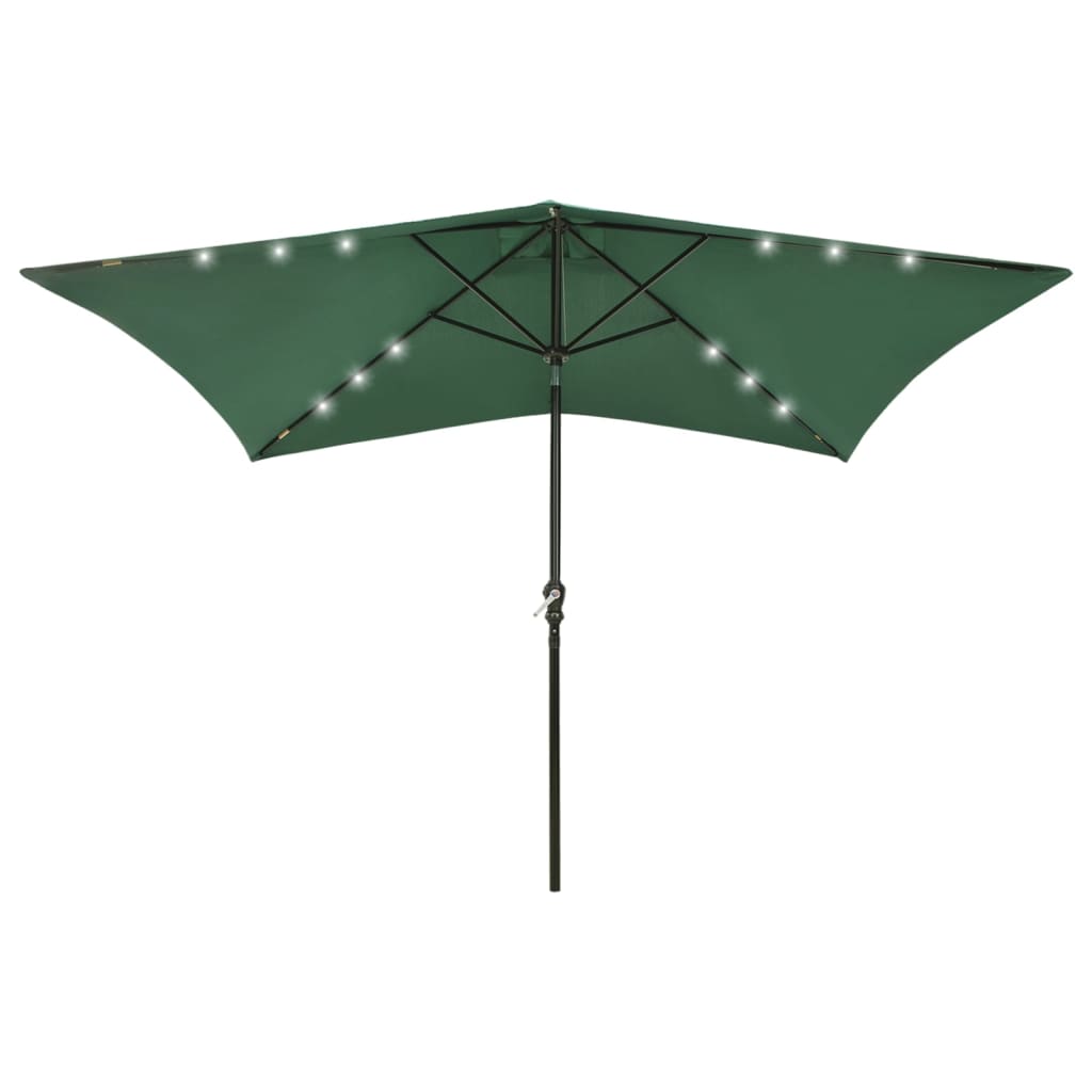 Umbrelă de soare cu stâlp din oțel & LED-uri, verde, 2x3 m GartenMobel Dekor