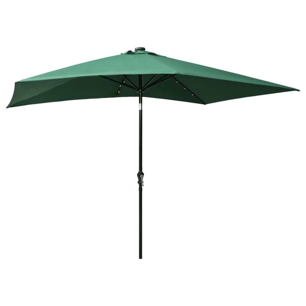 Umbrelă de soare cu stâlp din oțel & LED-uri, verde, 2x3 m GartenMobel Dekor