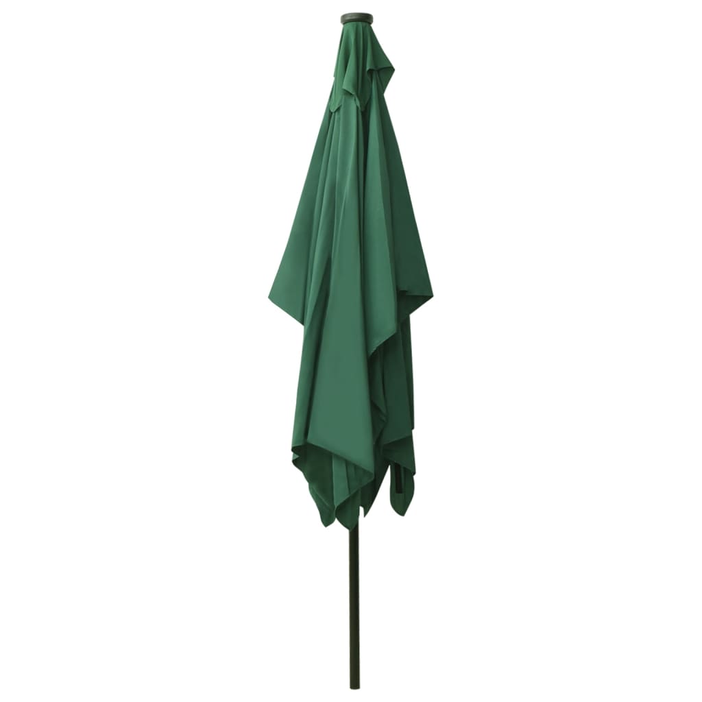 Umbrelă de soare cu stâlp din oțel & LED-uri, verde, 2x3 m GartenMobel Dekor
