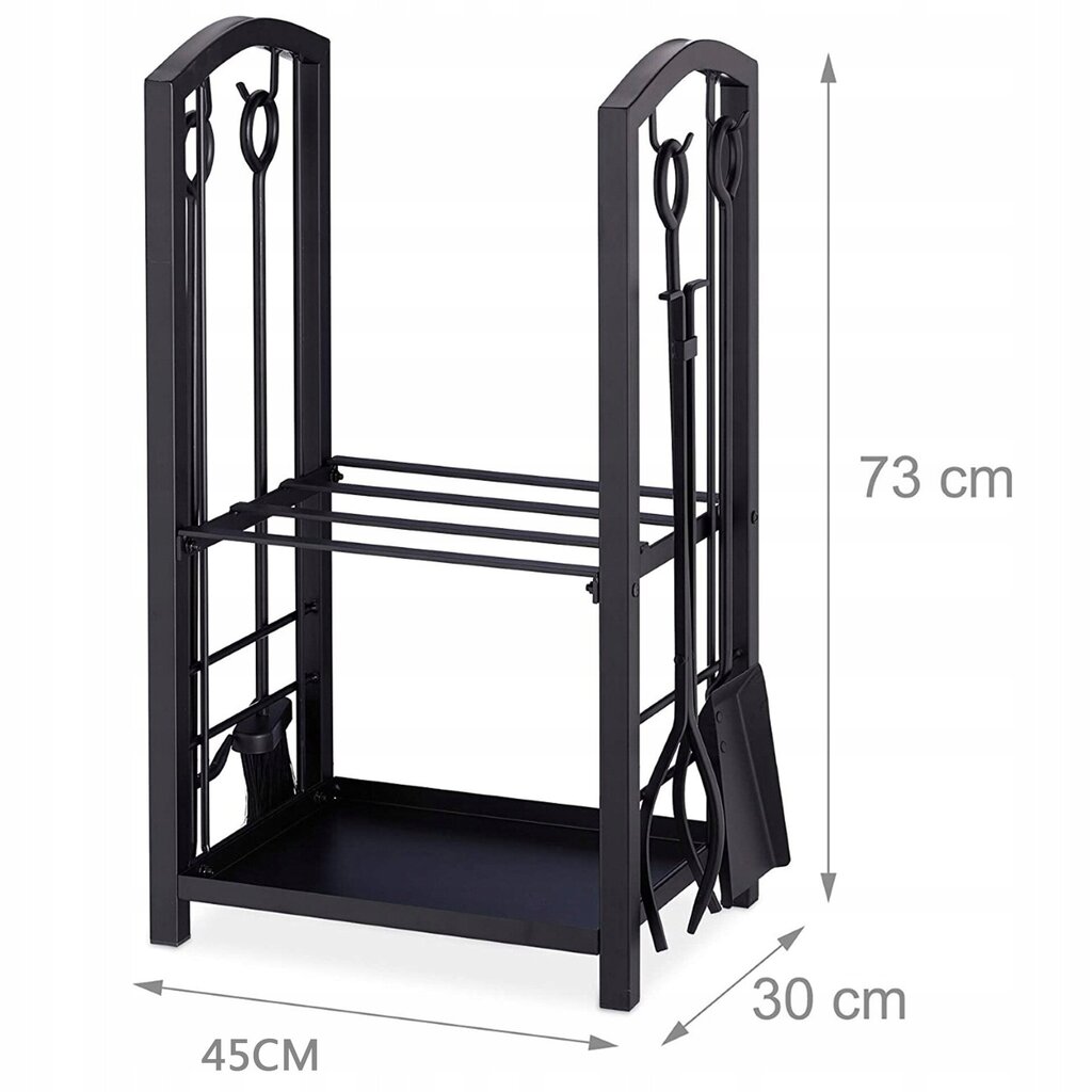 Suport metalic pentru lemne de foc cu 4 accesorii, 74x40x30 cm, negru Household NewTrend