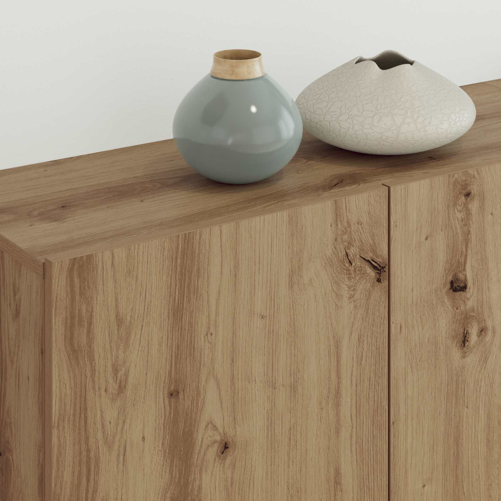 Cabinet TV Pe perete 4 pcs Stejar Artizanal Lemn compozit GartenMobel Dekor