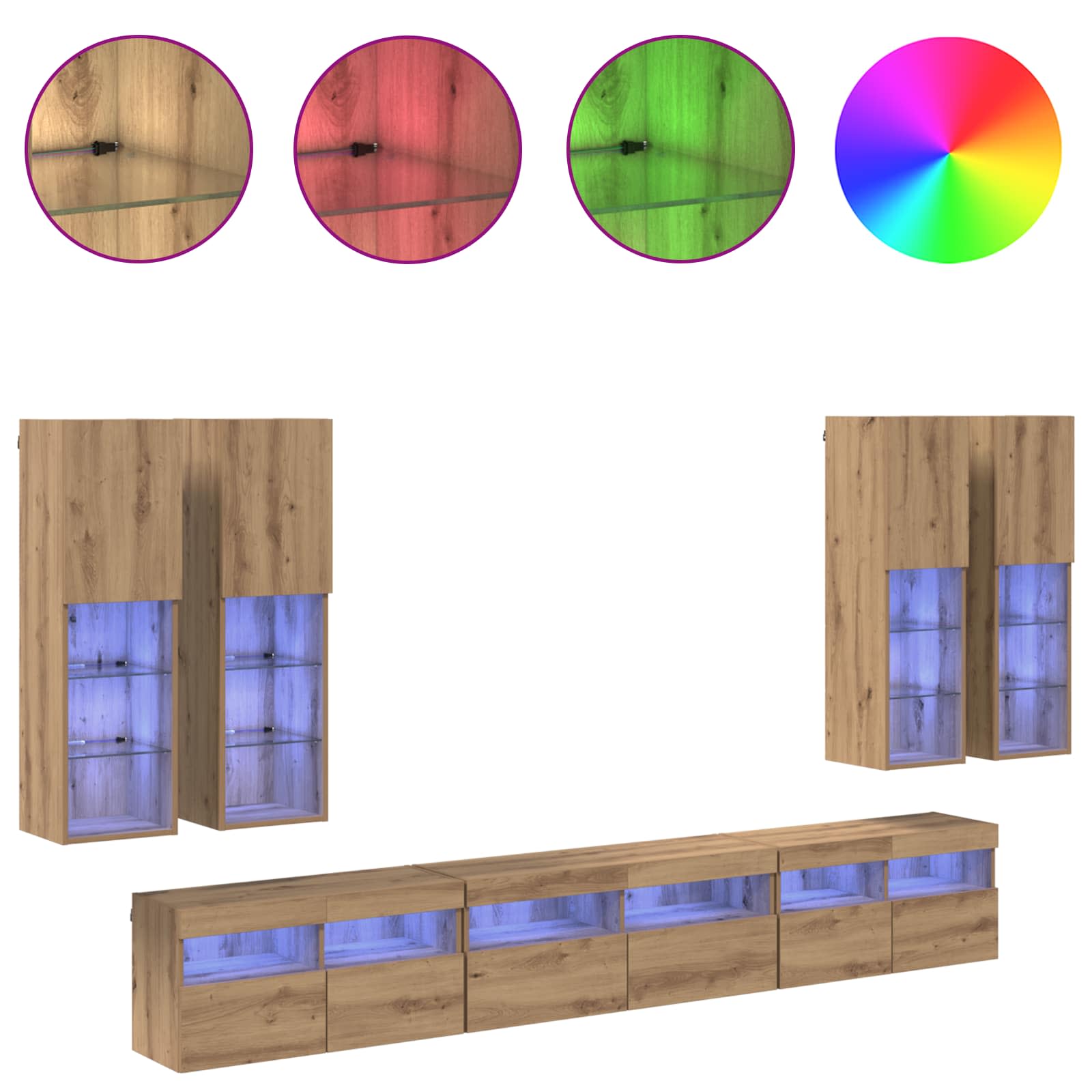 Set Dulap pentru Televizor Montat pe Perete Pe perete 7 pcs GartenMobel Dekor