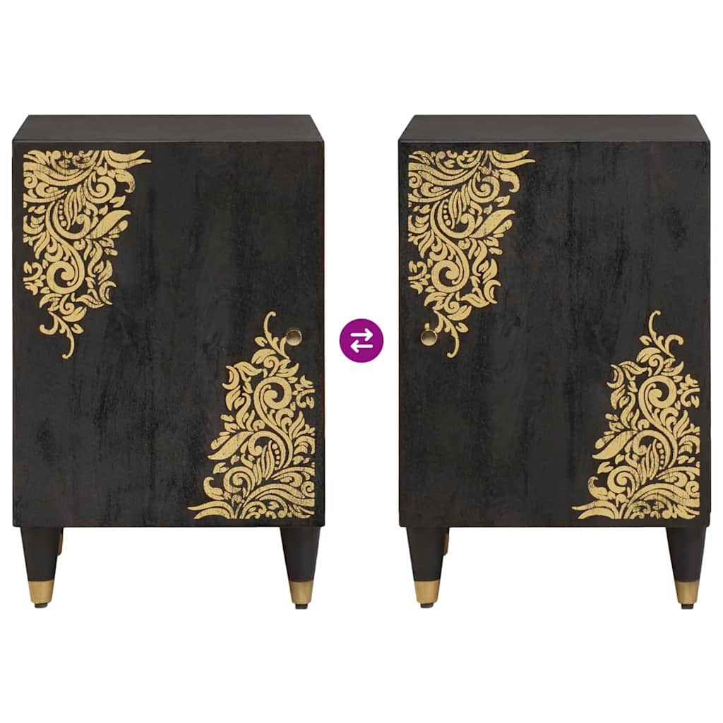 Dulap de Baie cu ușă Negru 38 x 33 x 58 cm Lemn de mango solid GartenMobel Dekor