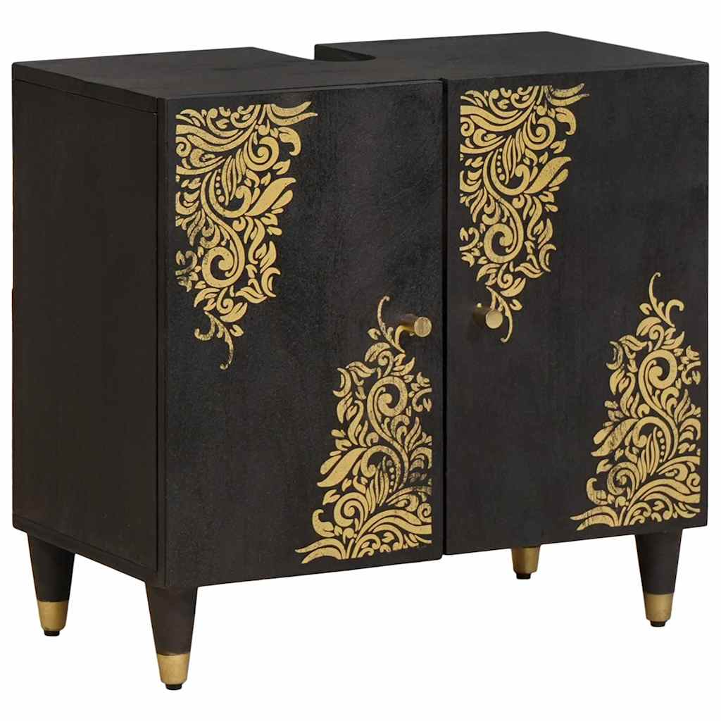 Dulap de chiuvetă Negru 62 x 33 x 58 cm Lemn de mango solid GartenMobel Dekor
