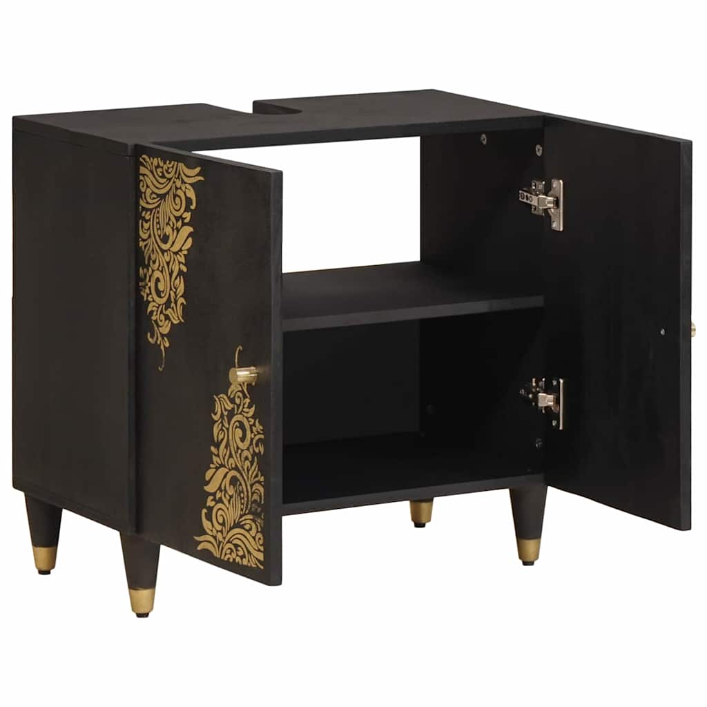 Dulap de chiuvetă Negru 62 x 33 x 58 cm Lemn de mango solid GartenMobel Dekor