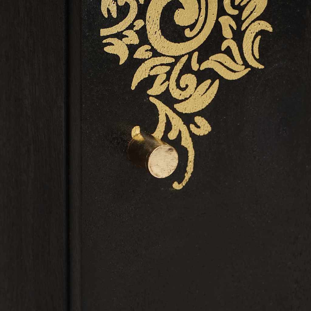 Dulap de perete Negru 38 x 33 x 48 cm Lemn de mango solid GartenMobel Dekor