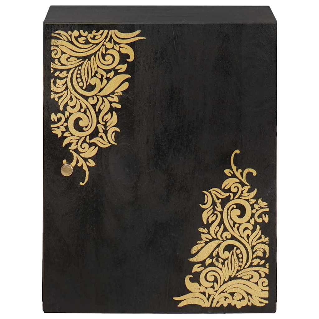 Dulap de perete Negru 38 x 33 x 48 cm Lemn de mango solid GartenMobel Dekor