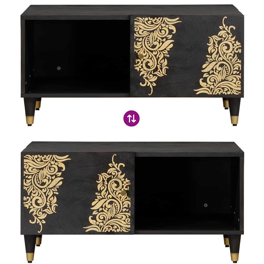 Masă de cafea Negru 80 x 50 x 40 cm Lemn de mango solid GartenMobel Dekor