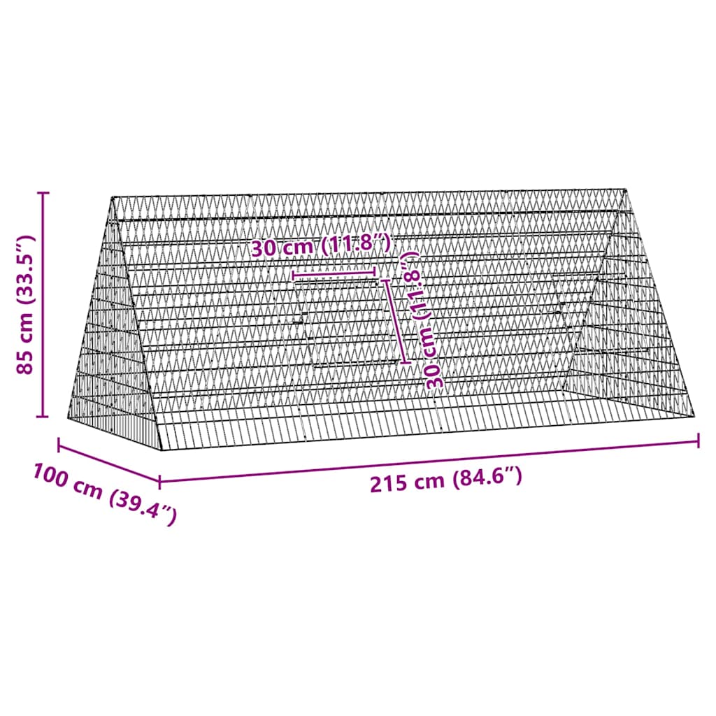 Custodie pentru iepuri Argintiu 215 x 100 x 85 cm GartenMobel Dekor