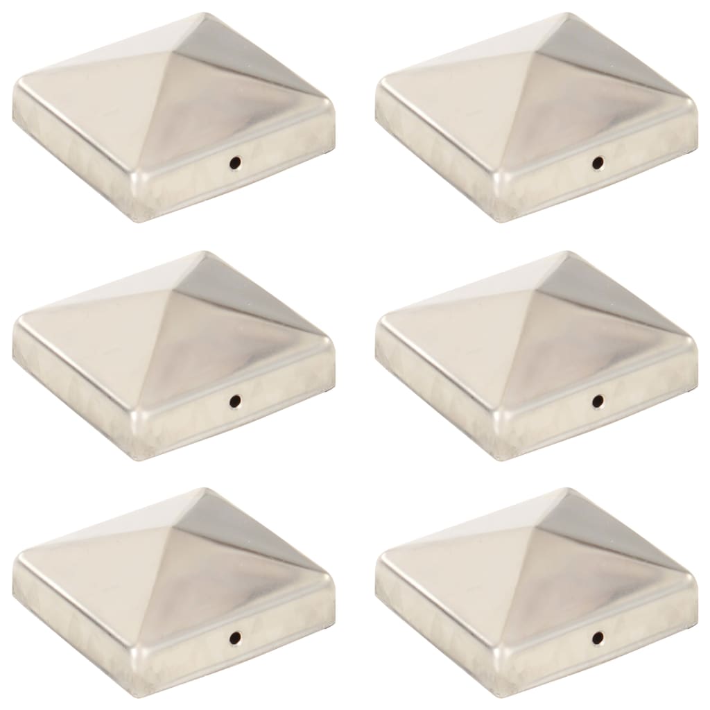 Capace stâlpi de gard piramidă 6 buc. 81x81 mm oțel inoxidabil GartenMobel Dekor