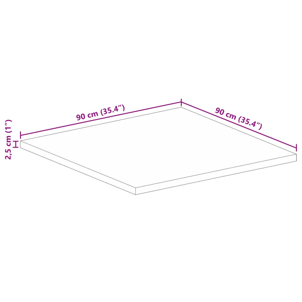 Blat de masă, 90x90x2,5 cm, pătrat, lemn masiv de mango GartenMobel Dekor