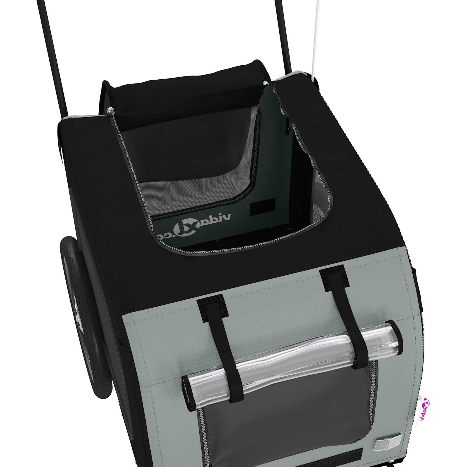 Remorcă de bicicletă pentru animale de companie Gri și negru GartenMobel Dekor