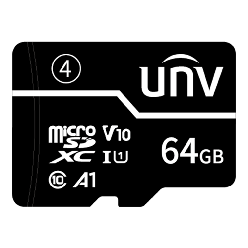 Card de memorie Uniview TF White 64GB, MicroSDXC, Clasa A1/C10/U1/V10, 75MB/s, Health Monitoring SafetyGuard Surveillance