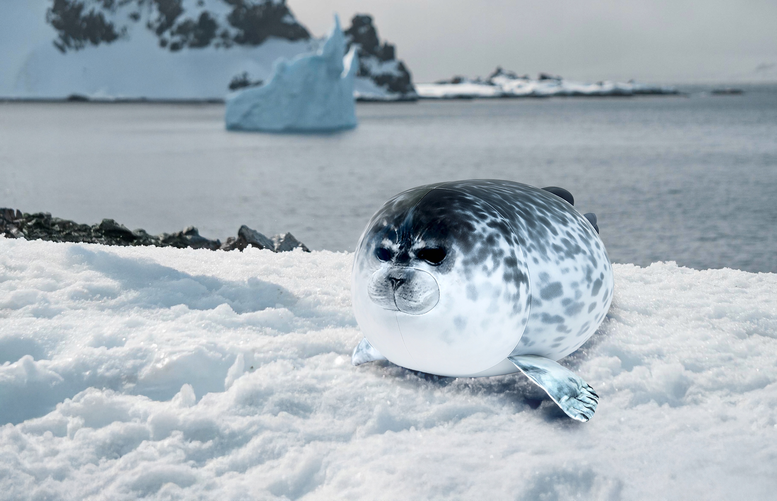 Foca de plus moale 60 cm, jucarie pufoasa pentru copii si adulti, pernuta decorativa gri Household NewTrend