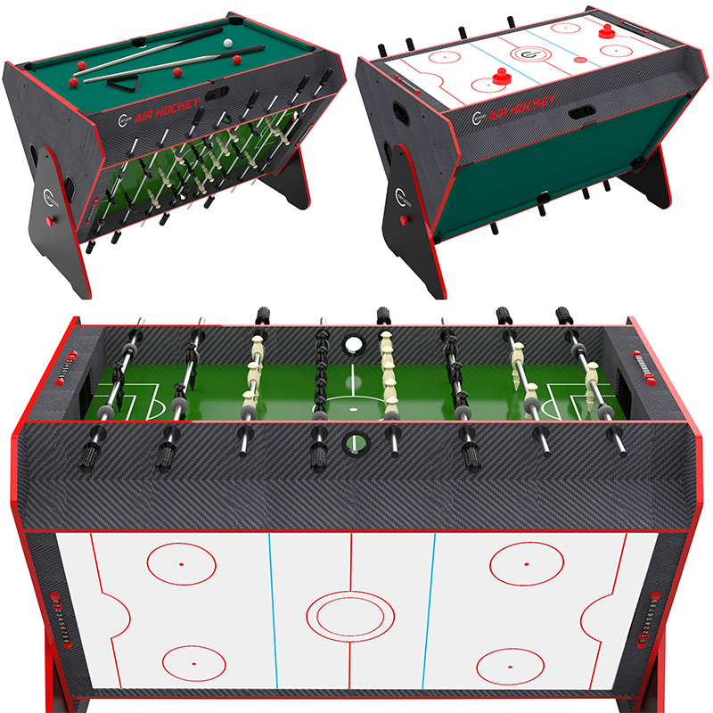 Masa de joc multifunctionala 3 in 1, fotbal, biliard si air hockey, 124x84x85 cm Household NewTrend
