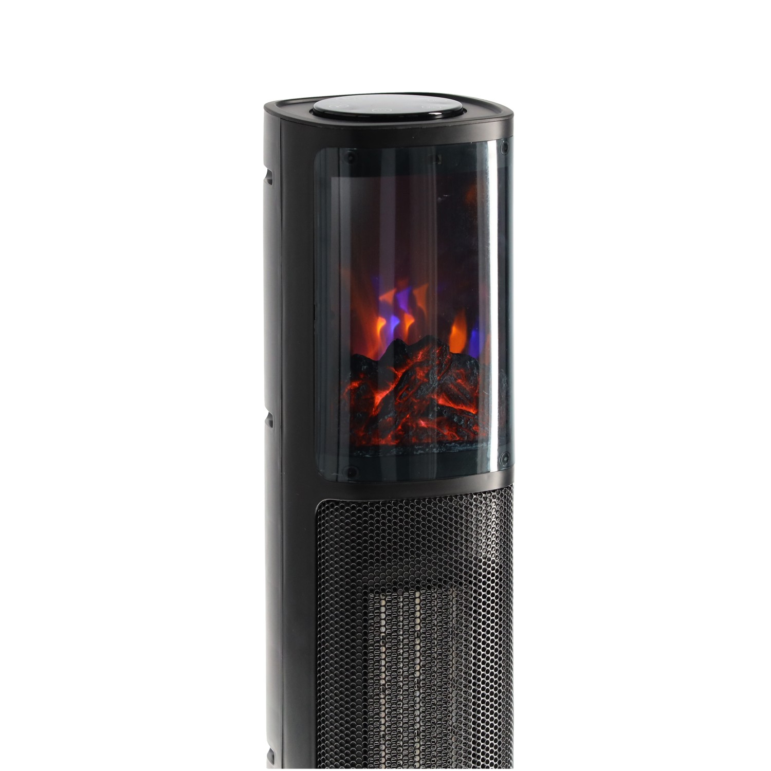 Semineu electric tip coloana cu efect de flacara, 2000W, termostat, 20x20x64 cm, negru Household NewTrend