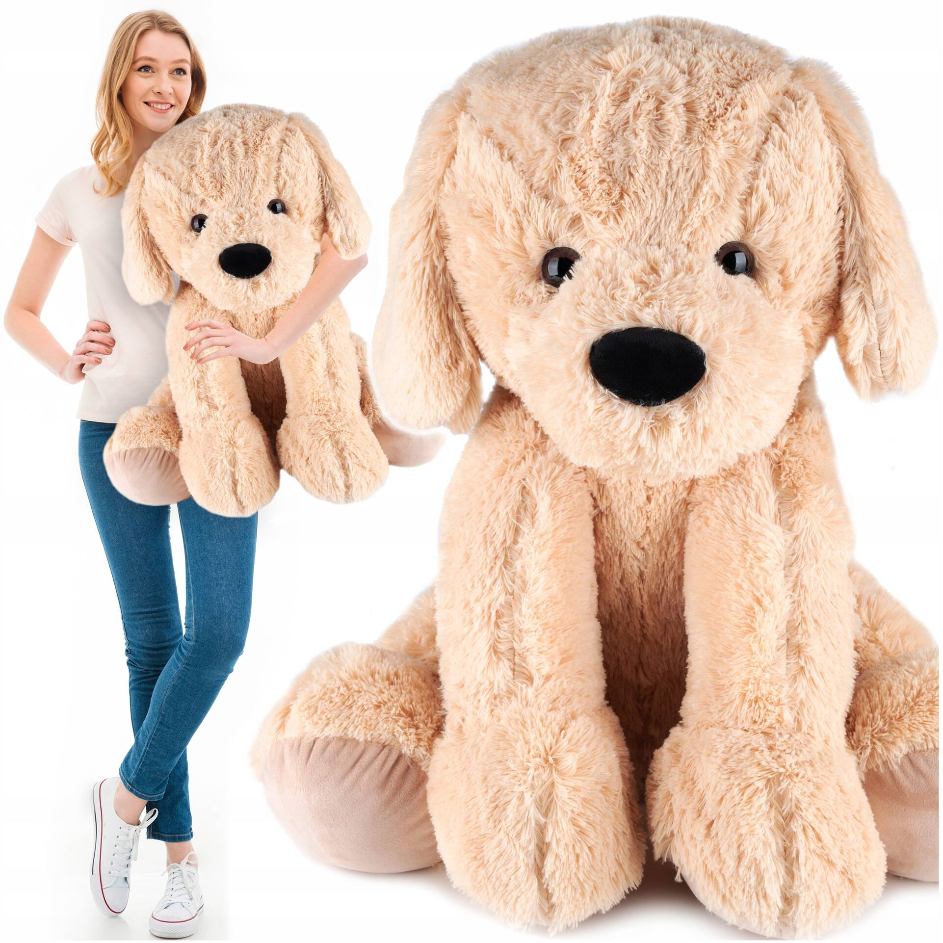 Jucarie plusata catel urias, foarte moale si pufoasa, 60x50 cm, maro Household NewTrend