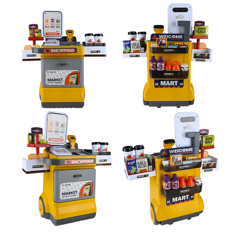 Set magazin pentru copii cu lada si roti, sunete, rafturi multiple, 48x30x58 cm, multicolor Household NewTrend