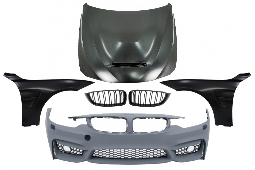 Bara Fata cu Grile si Aripi Laterale & Capota BMW Seria 4 F32 Coupe F33 Cabrio F36 Gran Coupe (2013-2017) M4 Design Performance AutoTuning