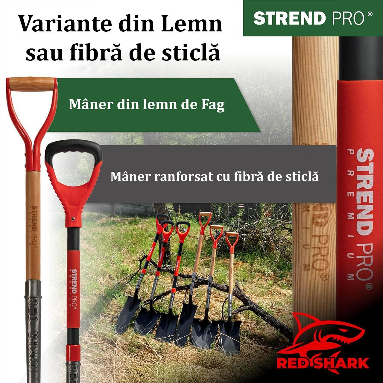 Set harlet, cazma, ascutit, margini zimtate, maner fibra sticla, 115 cm, cu manusi, RedShark GartenVIP DiyLine