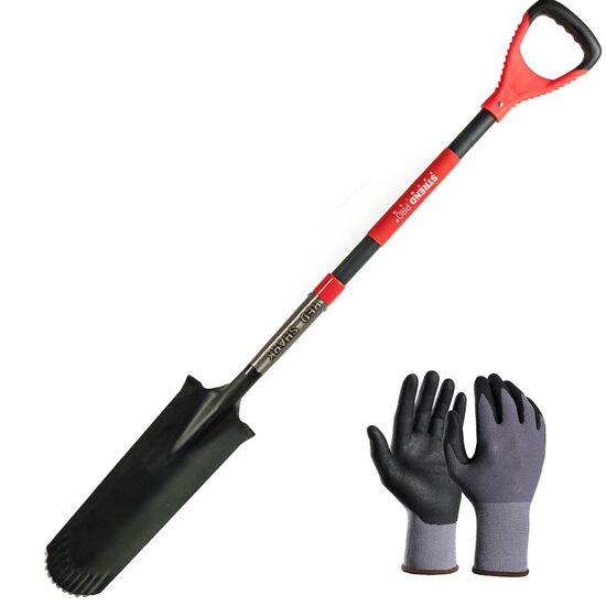 Set harlet, cazma, ingust, varf zimtat, maner fibra sticla, 128 cm, cu manusi, RedShark GartenVIP DiyLine