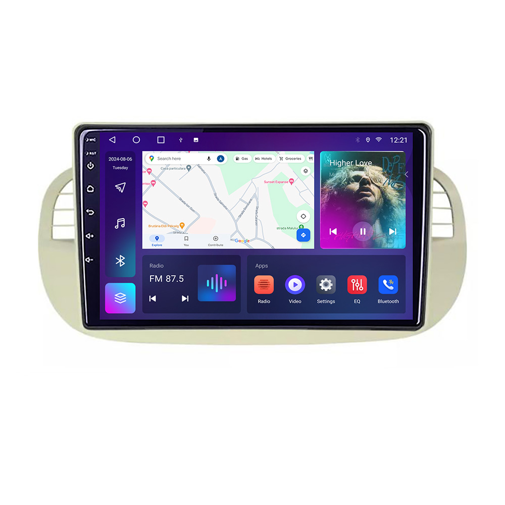 Navigatie Fiat 500 intre anii 2007-2015 Android Octa Core Ecran 2K QLED GPS 4G 4+32GB 360 KIT-fiat500+EDT-E409-2K CarStore Technology