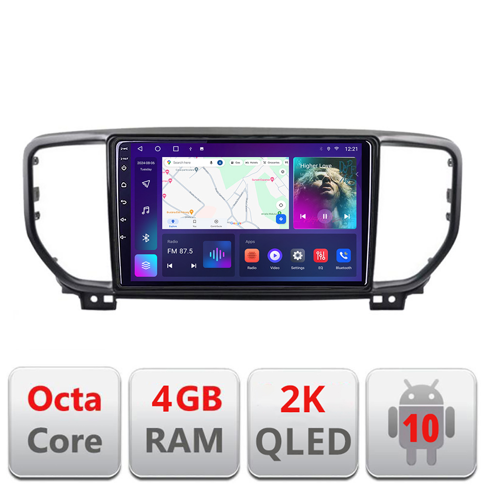 Navigatie Kia Sportage facelift 2019 - C-SPORTAGE-19 Android Octa Core Ecran 2K QLED GPS 4G 4+32GB 360 KIT-sportage-19+EDT-E409-2K CarStore Technology