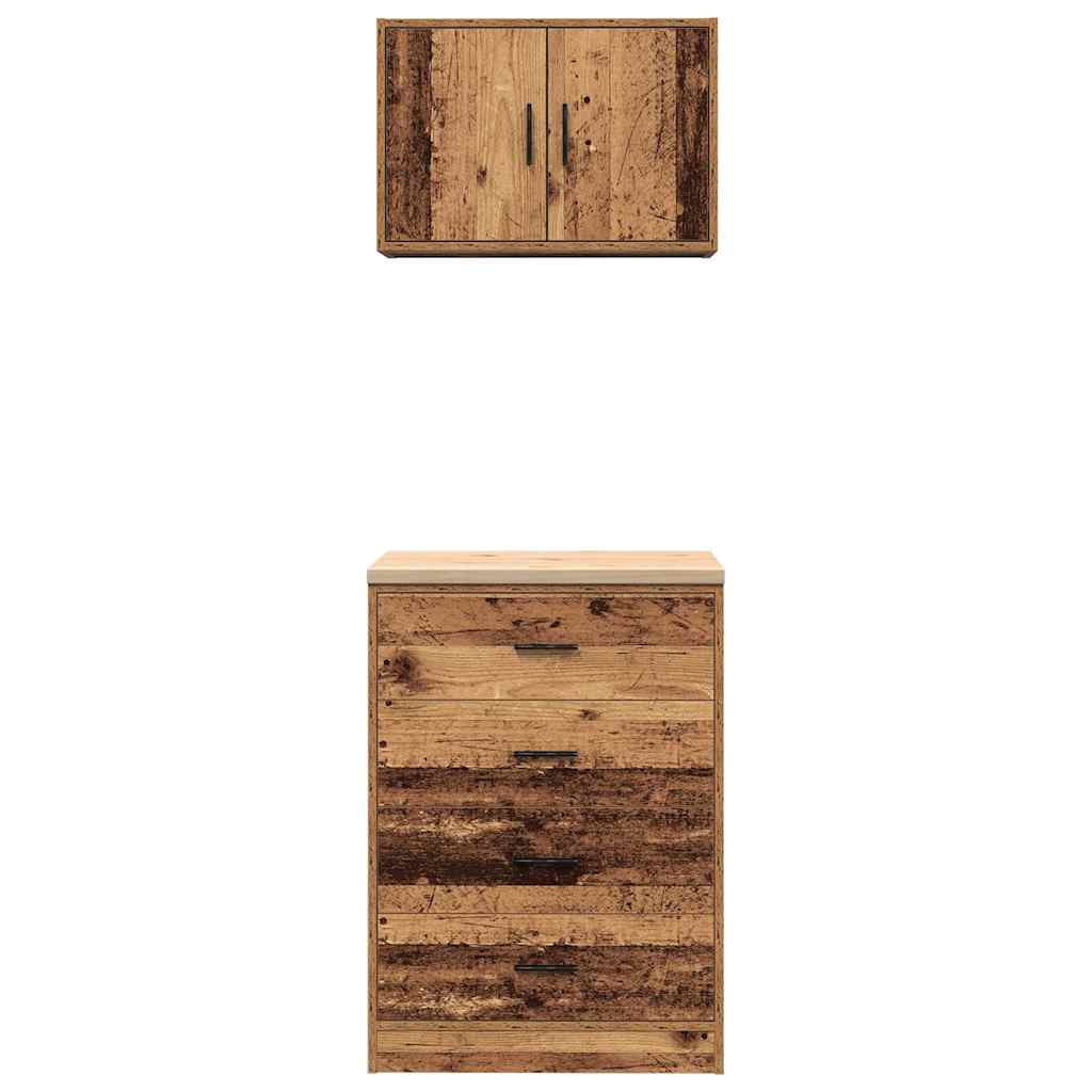 Dulapuri de garaj 2 buc Lemn vechi Lemn prelucrat GartenMobel Dekor