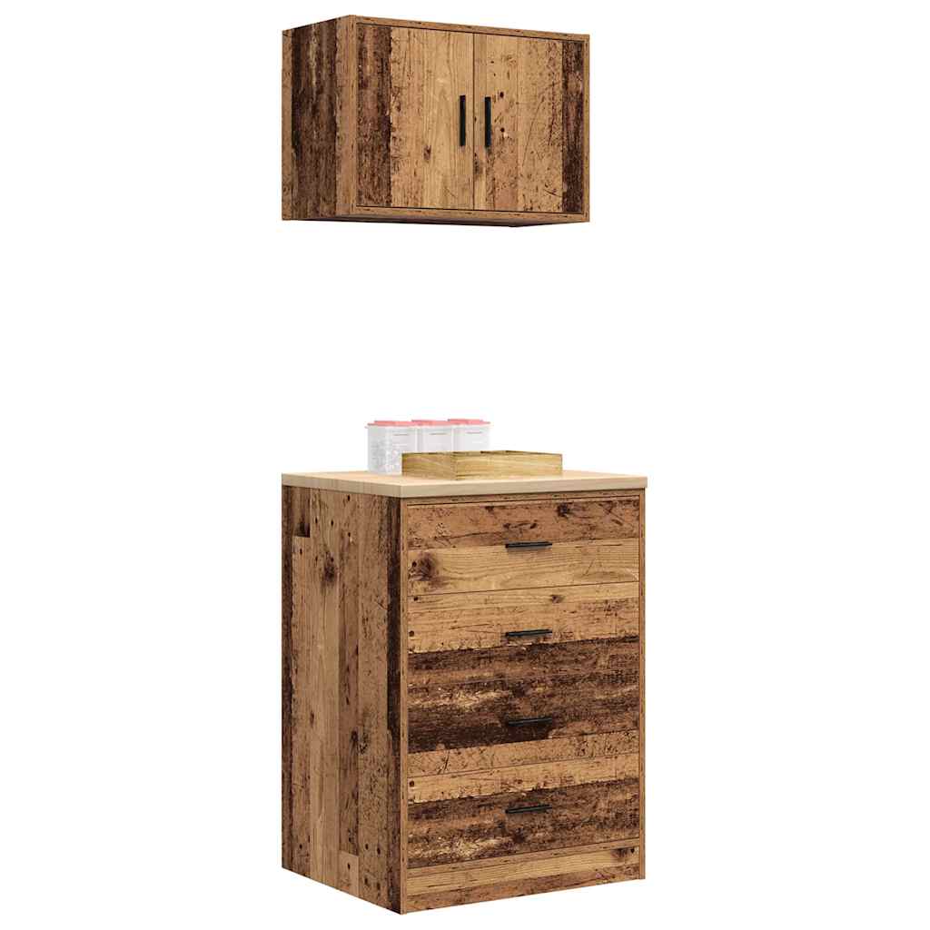 Dulapuri de garaj 2 buc Lemn vechi Lemn prelucrat GartenMobel Dekor