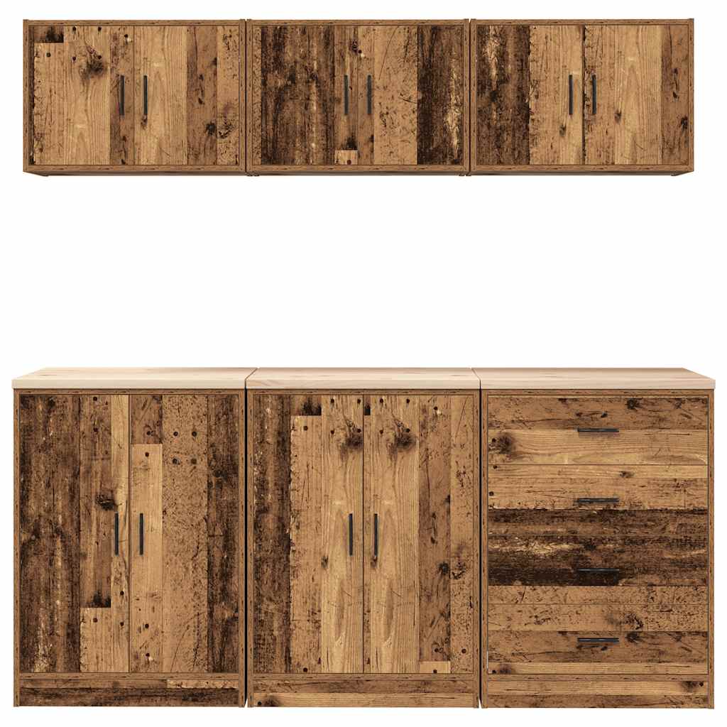 Dulapuri de garaj 6 buc Lemn vechi Lemn prelucrat GartenMobel Dekor