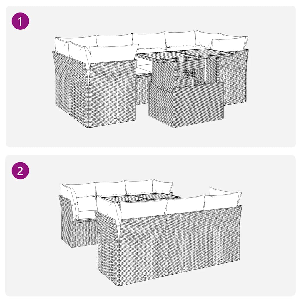 Set canapele de grădină cu perne, 7 piese, negru, poliratan GartenMobel Dekor