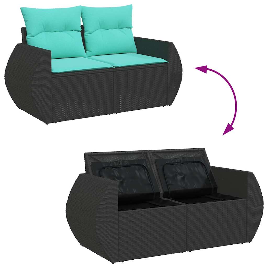 Set mobilier de grădină cu perne, 5 piese, negru, poliratan GartenMobel Dekor