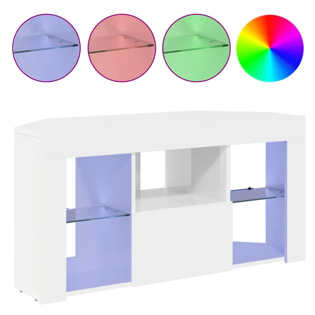 Șifonier LED pentru TV colțar Alb lucios 105 x 40 x 68 cm GartenMobel Dekor