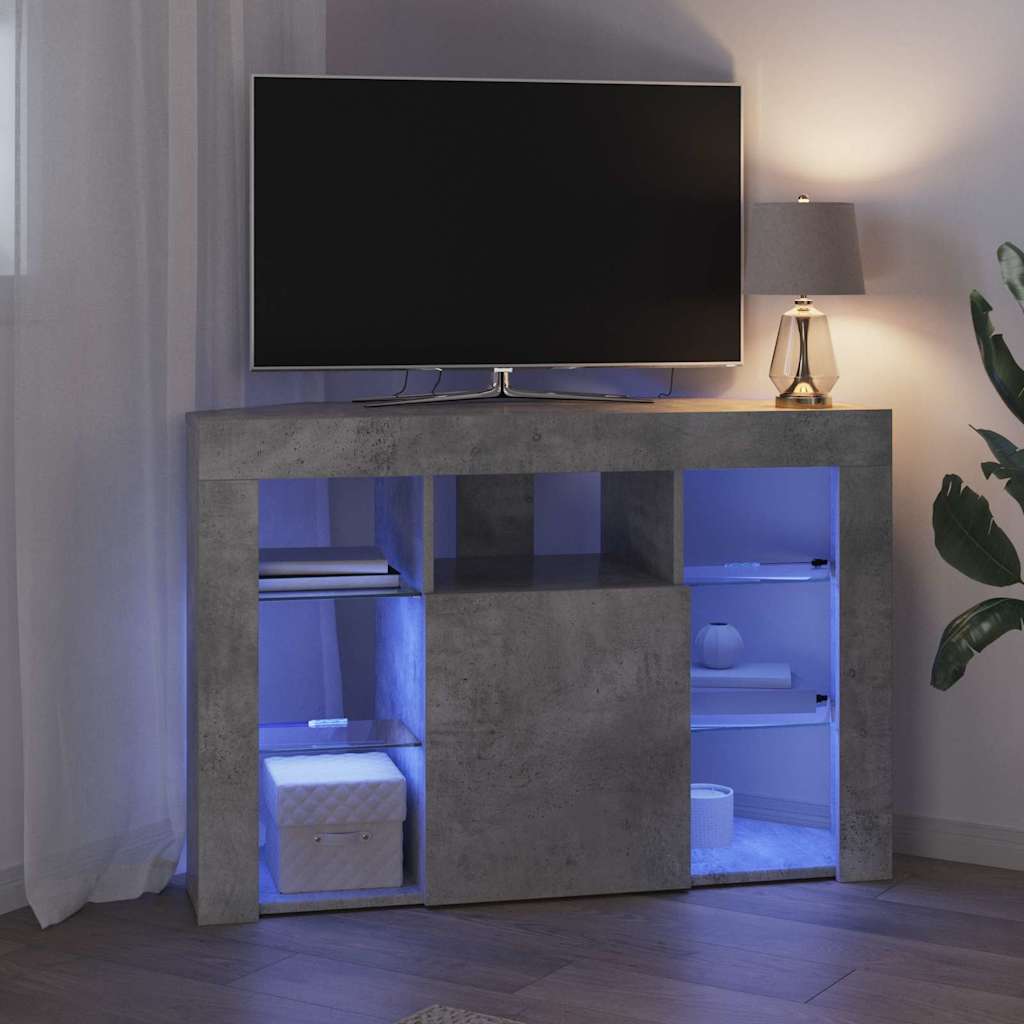 Șifonier LED pentru TV colțar Gri din beton 105 x 40 x 68 cm GartenMobel Dekor