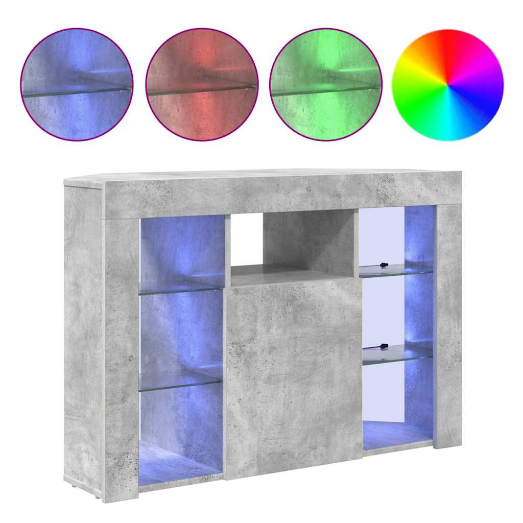 Șifonier LED pentru TV colțar Gri din beton 105 x 40 x 68 cm GartenMobel Dekor