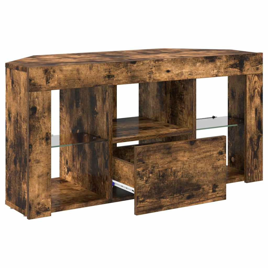 Șifonier LED pentru TV colțar Stejar fumuriu 105 x 40 x 68 cm GartenMobel Dekor