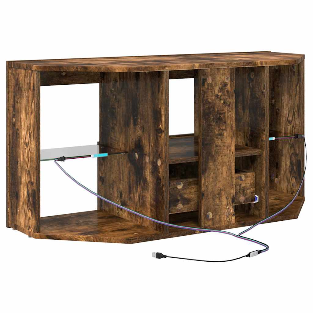 Șifonier LED pentru TV colțar Stejar fumuriu 105 x 40 x 68 cm GartenMobel Dekor