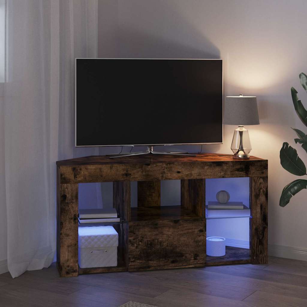 Șifonier LED pentru TV colțar Stejar fumuriu 105 x 40 x 68 cm GartenMobel Dekor