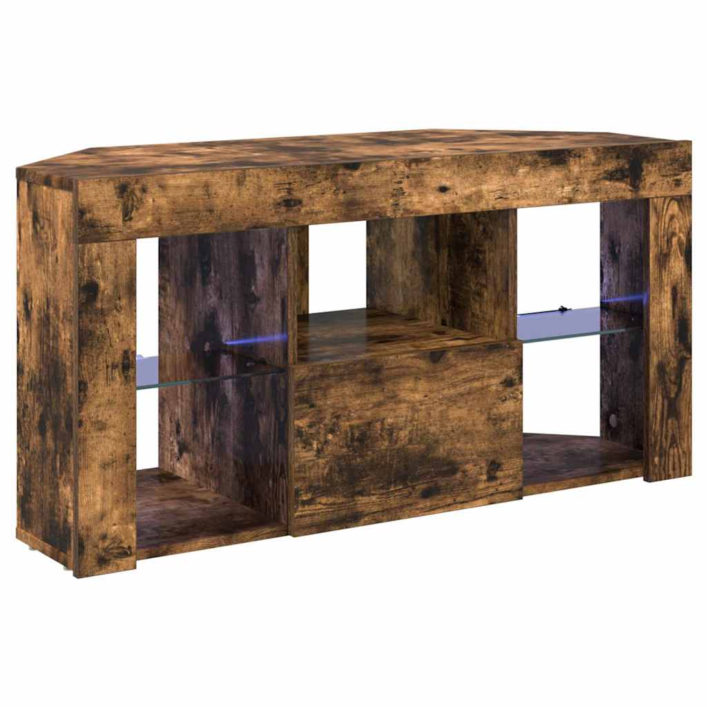 Șifonier LED pentru TV colțar Stejar fumuriu 105 x 40 x 68 cm GartenMobel Dekor