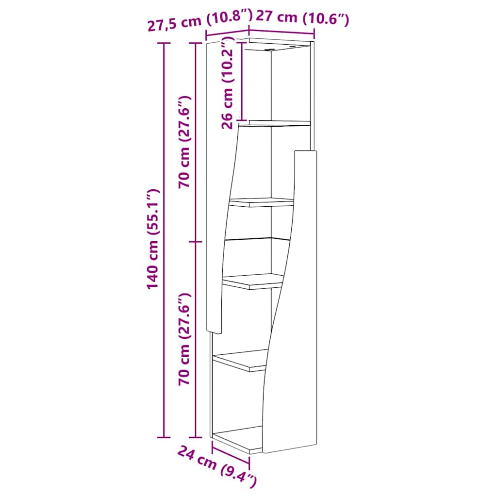 Dulap de colț Alb 27,5x27x140cm Lemn compozit GartenMobel Dekor