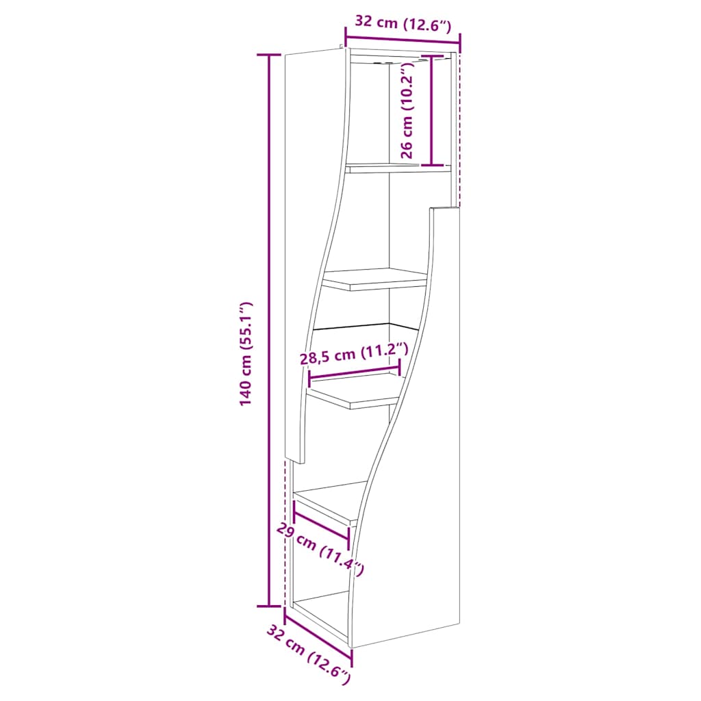 Dulap de colț Alb 32x32x140cm Lemn compozit GartenMobel Dekor