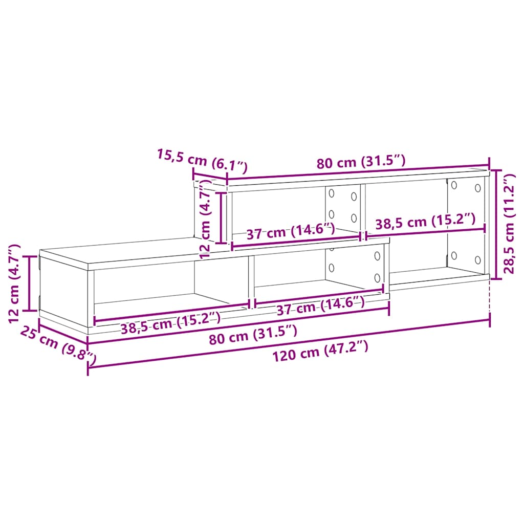 SuportTVdeperete 120x25x28,5cm Lemn compozit GartenMobel Dekor