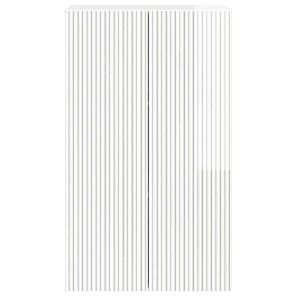 Dulap TV de perete Alb lucios 59,5 x 31 x 100 cm Lemn compozit GartenMobel Dekor