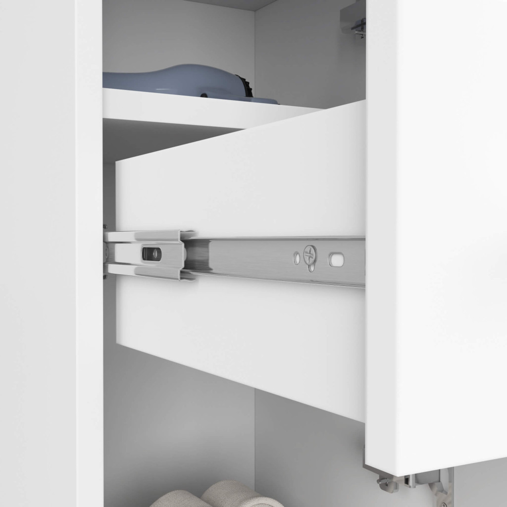 Dulap baie tip coloana cu 2 usi si sertar, PAL laminat, 30x30x85 cm, alb mat Household NewTrend