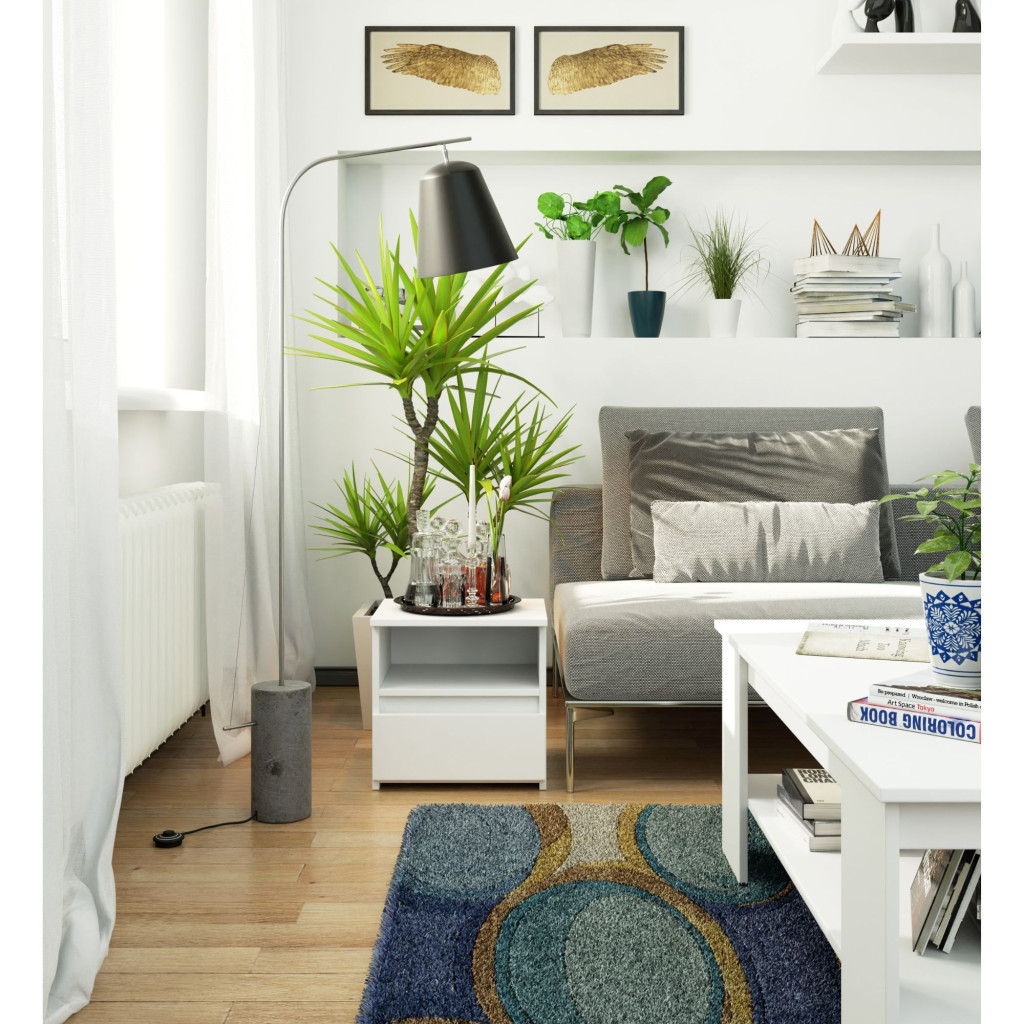 Noptiera cu 1 sertar, PAL laminat 16mm, 40x35x40 cm, alb Household NewTrend