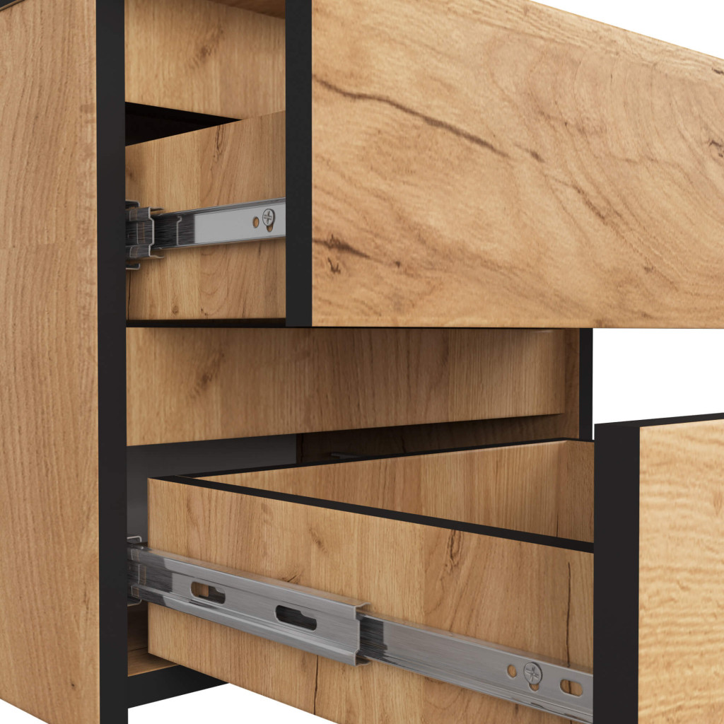 Noptiera cu 2 sertare, din PAL laminat, 40x35x40 cm, stejar craft Household NewTrend