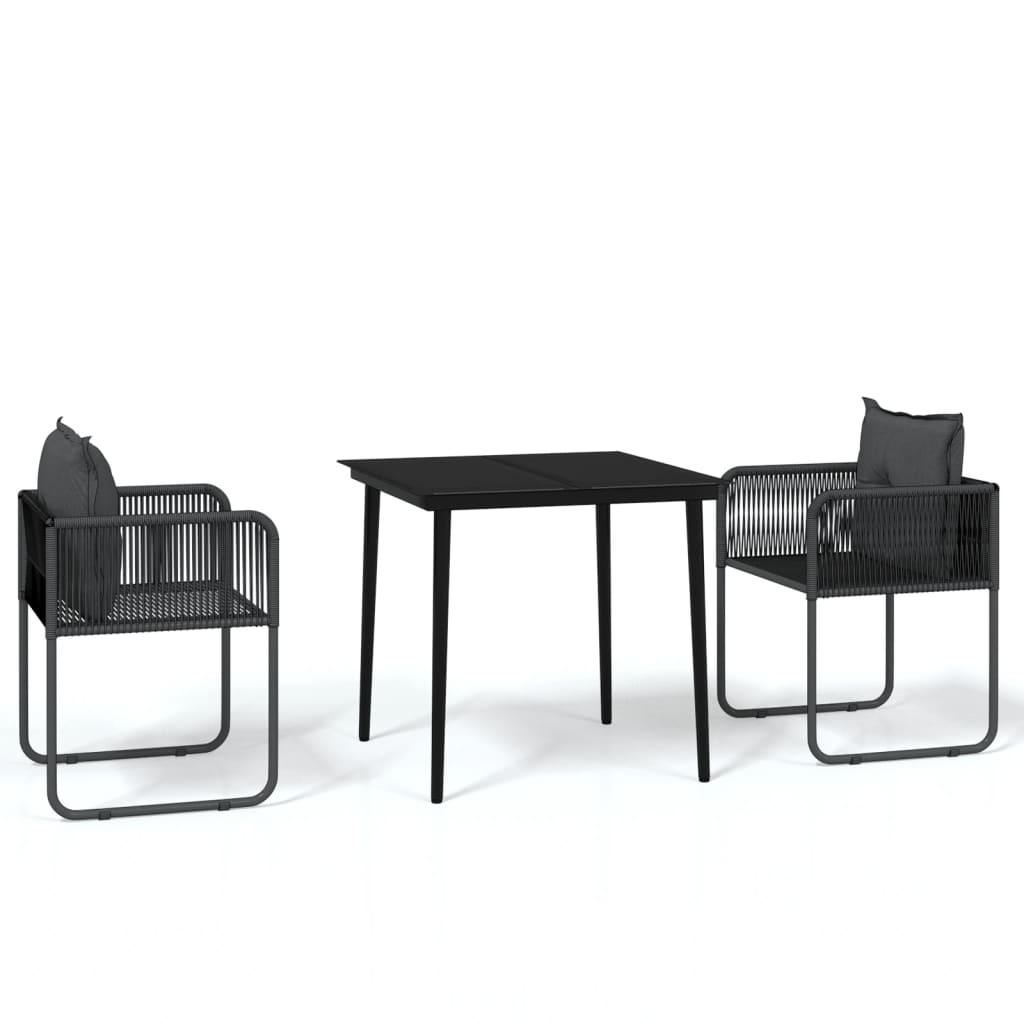 Set de mobilier pentru grădină, 3 piese, negru GartenMobel Dekor